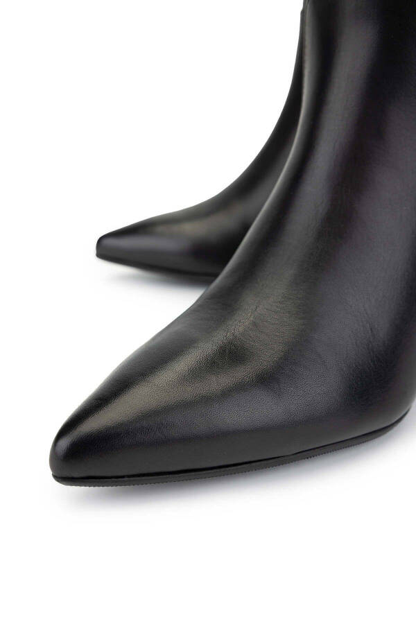 Genuine leather black heeled boots. - 3