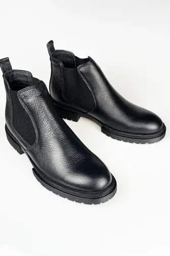 Genuine Leather Black Men's Winter Chelsea Boots Luass22al0038 - 1