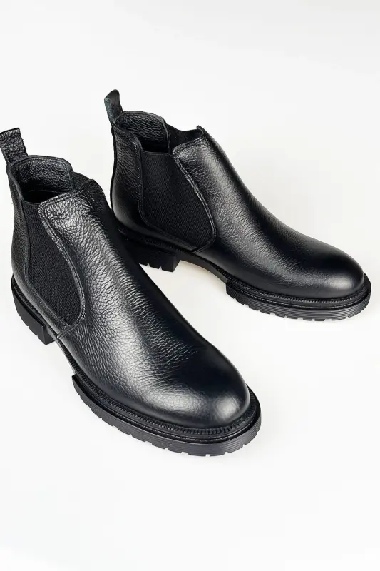 Genuine Leather Black Men's Winter Chelsea Boots Luass22al0038 - 1