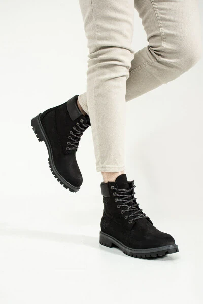 Genuine Leather Black Nubuck Men's Boots - 7