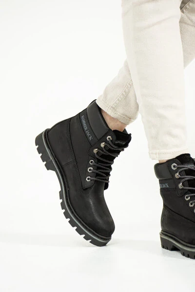 Genuine Leather Black Nubuck Men's Boots - 5