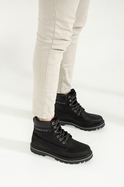 Genuine Leather Black Nubuck Men's Boots - 8