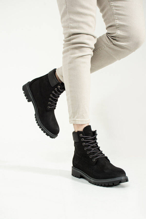Genuine Leather Black Nubuck Men's Boots - 2