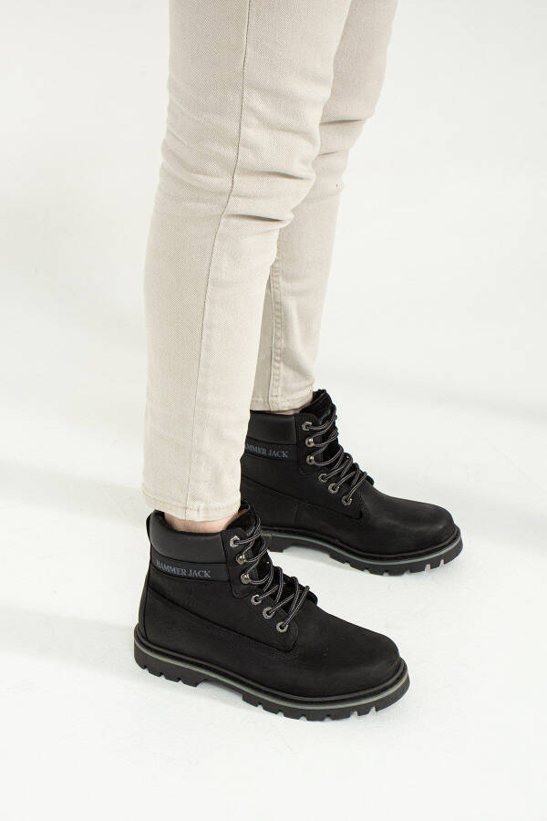 Genuine Leather Black Nubuck Men's Boots - 3