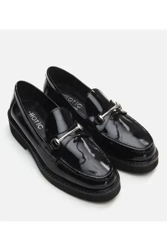 Genuine Leather Black Women Loafer - 7
