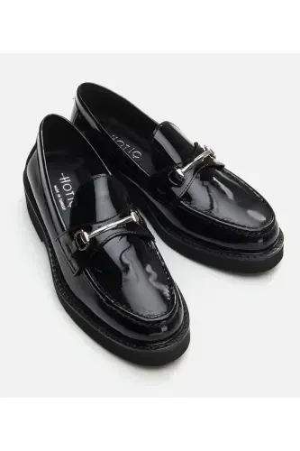 Genuine Leather Black Women Loafer - 11