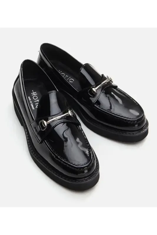 Genuine Leather Black Women Loafer - 3