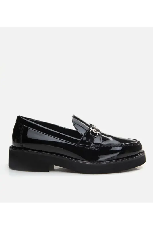 Genuine Leather Black Women Loafer - HOTIÇ