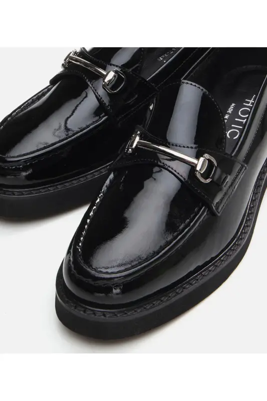 Genuine Leather Black Women Loafer - 4