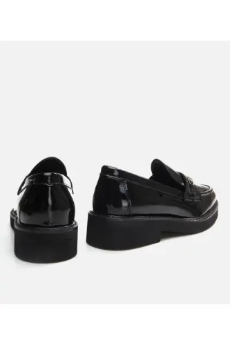 Genuine Leather Black Women Loafer - 5