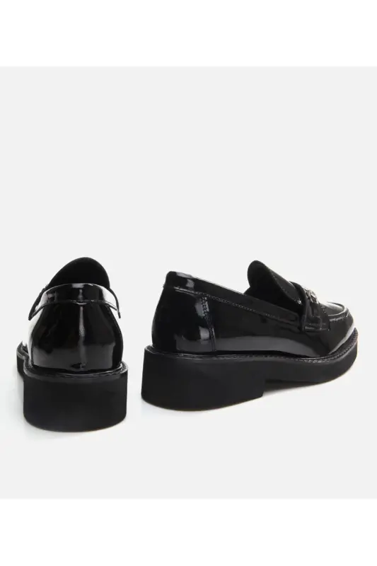 Genuine Leather Black Women Loafer - 5