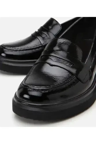 Genuine Leather Black Women Loafer - 11