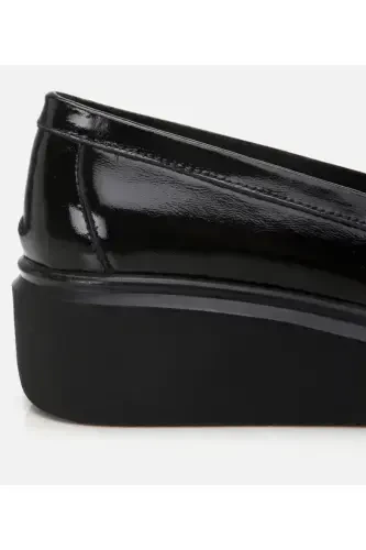 Genuine Leather Black Women Loafer - 3