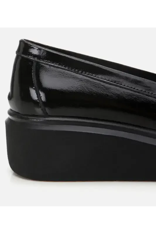 Genuine Leather Black Women Loafer - 3