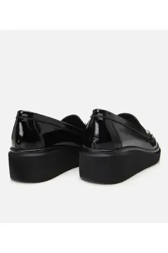 Genuine Leather Black Women Loafer - 8