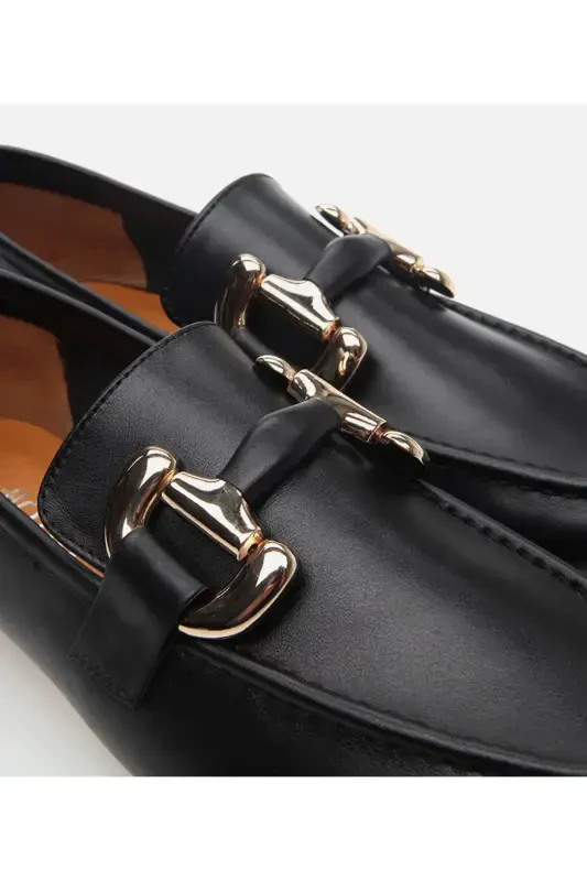 Genuine Leather Black Women Loafer - 3