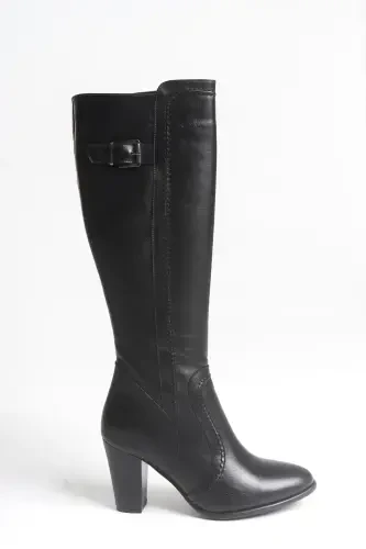 Genuine leather black women's boots - 3