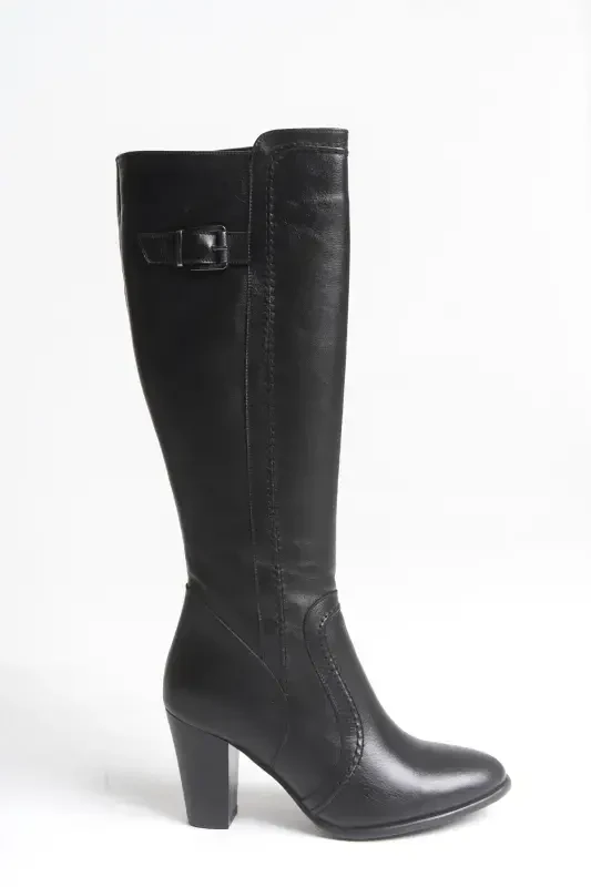 Genuine leather black women's boots - 3