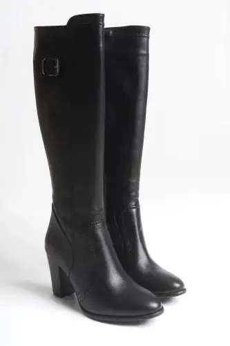 Genuine leather black women's boots - 5