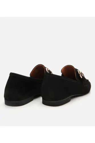 Genuine Leather Black Women's Buckle Loafer - 6