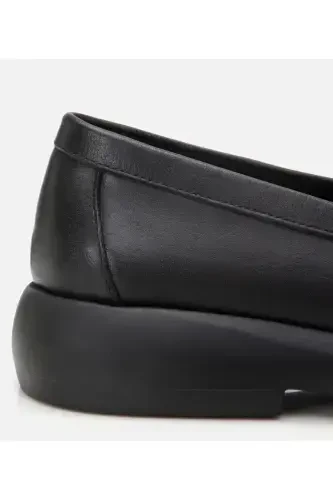 Genuine Leather Black Women's Buckle Loafer - 3
