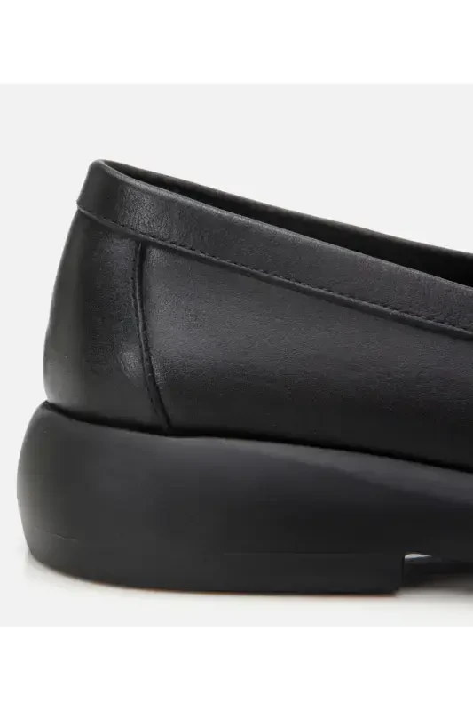 Genuine Leather Black Women's Buckle Loafer - 3