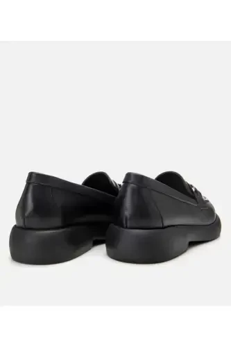 Genuine Leather Black Women's Buckle Loafer - 8