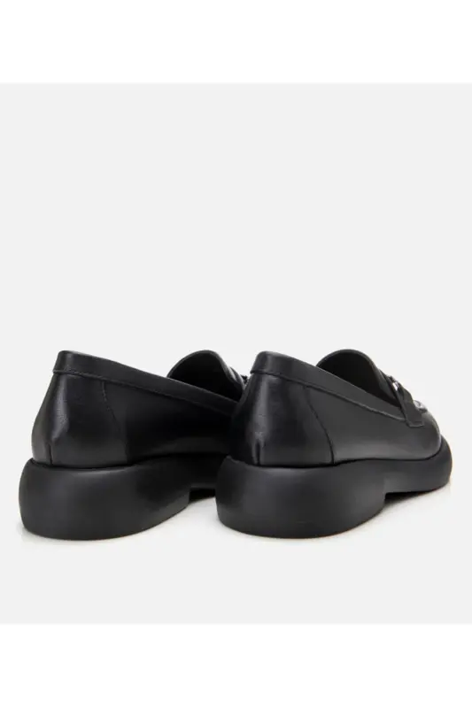 Genuine Leather Black Women's Buckle Loafer - 6