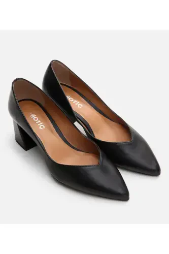 Genuine Leather Black Women's Chunky Heel - HOTIÇ (1)