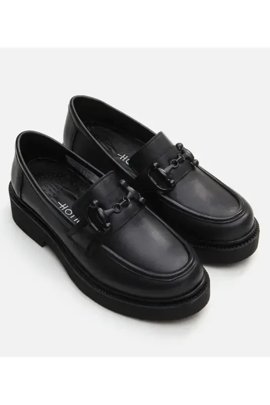 Genuine Leather Black Women's Loafer - 11