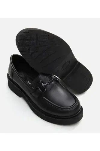 Genuine Leather Black Women's Loafer - 7