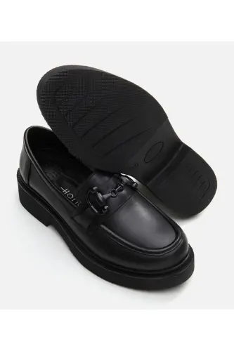 Genuine Leather Black Women's Loafer - 6
