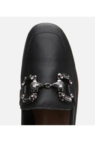 Genuine Leather Black Women's Loafer - 5