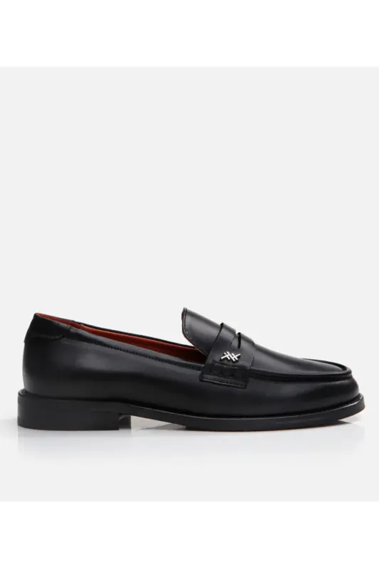 Genuine Leather Black Women's Loafer - 1