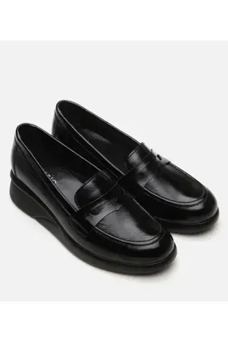Genuine Leather Black Women's Loafer - HOTIÇ (1)