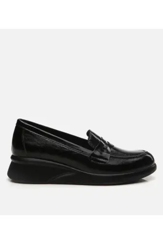 Genuine Leather Black Women's Loafer - 1