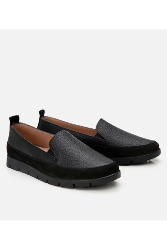 Genuine Leather Black Women's Loafer - 2