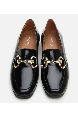 Genuine Leather Black Women's Loafer - 6