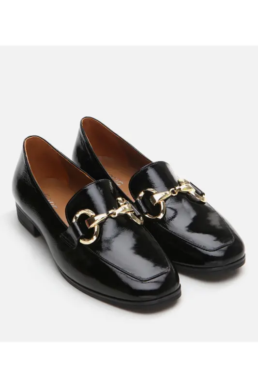 Genuine Leather Black Women's Loafer - 2