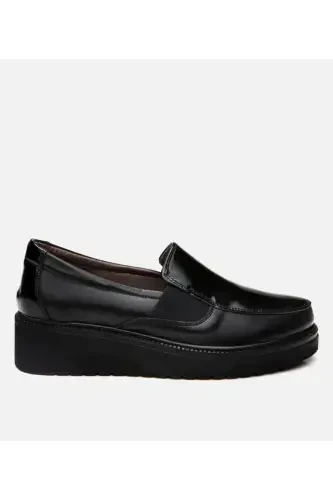 Genuine Leather Black Women's Loafer - 1