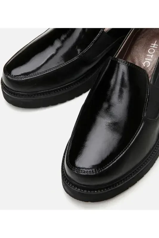 Genuine Leather Black Women's Loafer - 8
