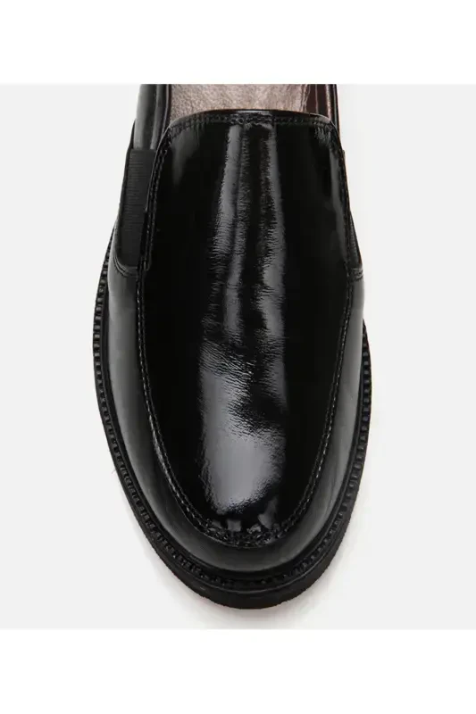 Genuine Leather Black Women's Loafer - 6