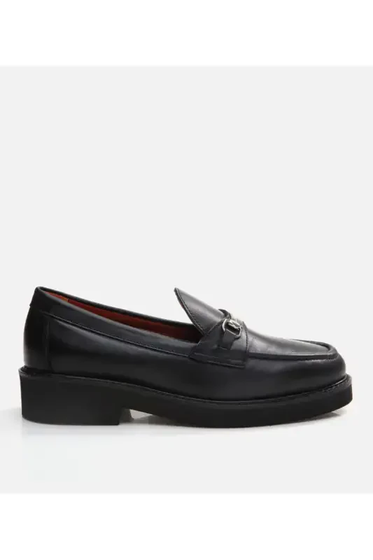 Genuine Leather Black Women's Loafer - 11