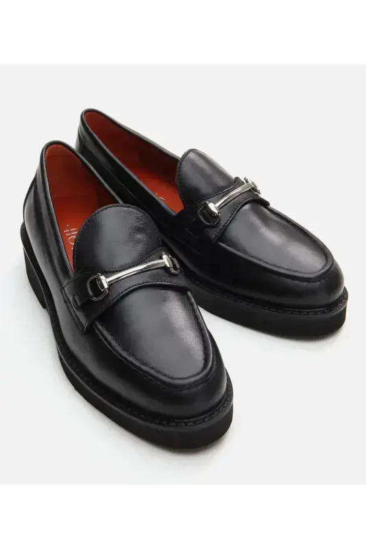Genuine Leather Black Women's Loafer - 10