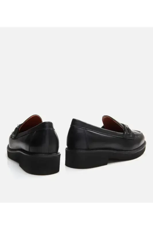 Genuine Leather Black Women's Loafer - 8