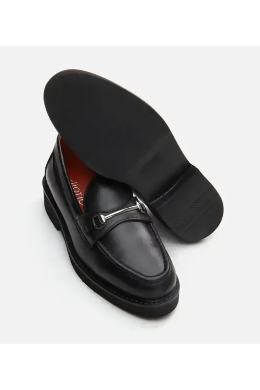 Genuine Leather Black Women's Loafer - 6