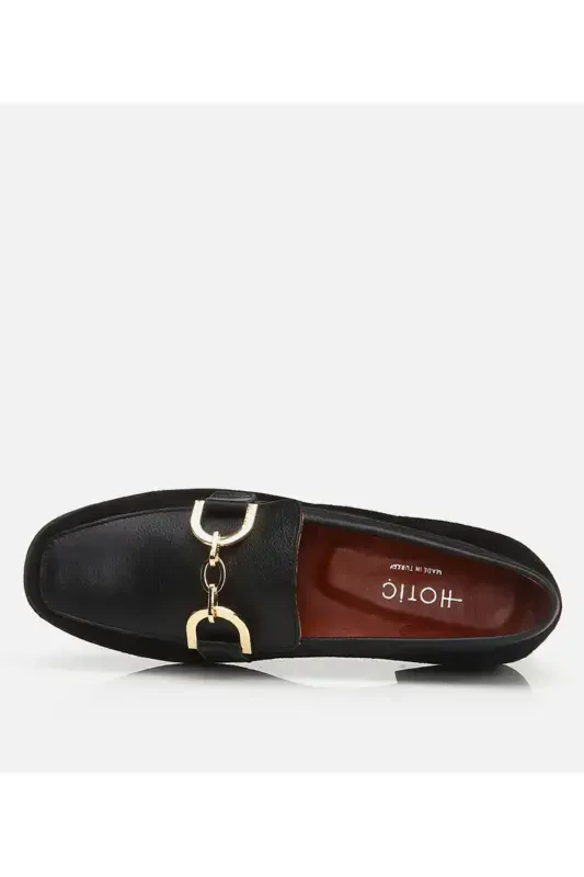 Genuine Leather Black Women's Loafer - 6