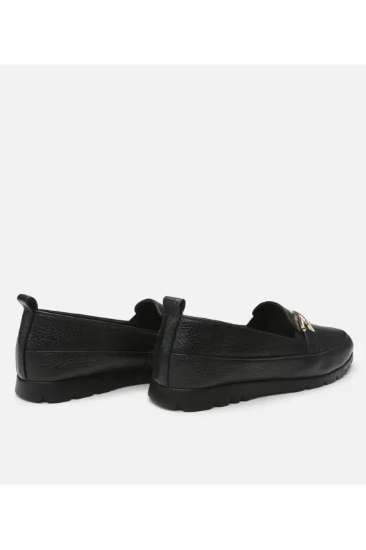 Genuine Leather Black Women's Loafer - 4