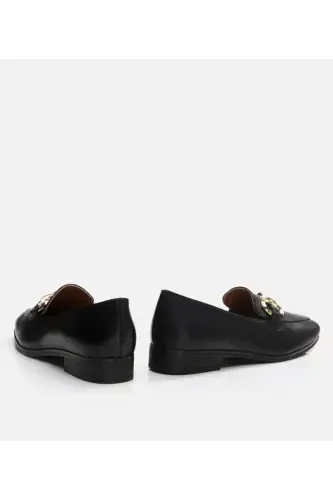 Genuine Leather Black Women's Loafer - 8