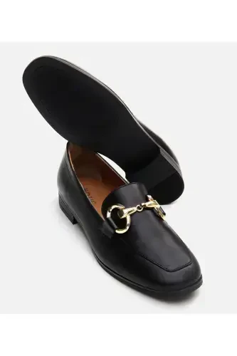 Genuine Leather Black Women's Loafer - 7